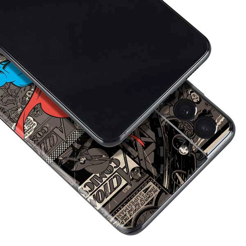 DC Comics Superman Vintage Action pose pattern Galaxy S21 Plus 5G Skin